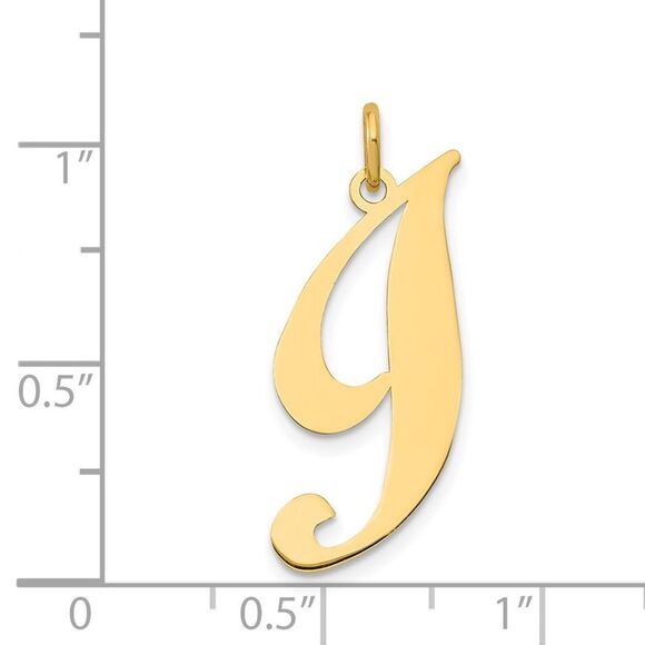 Kazi Luxury 14k Yellow Gold Large Fancy Script Letter I Initial Charm - Picture 4 of 4